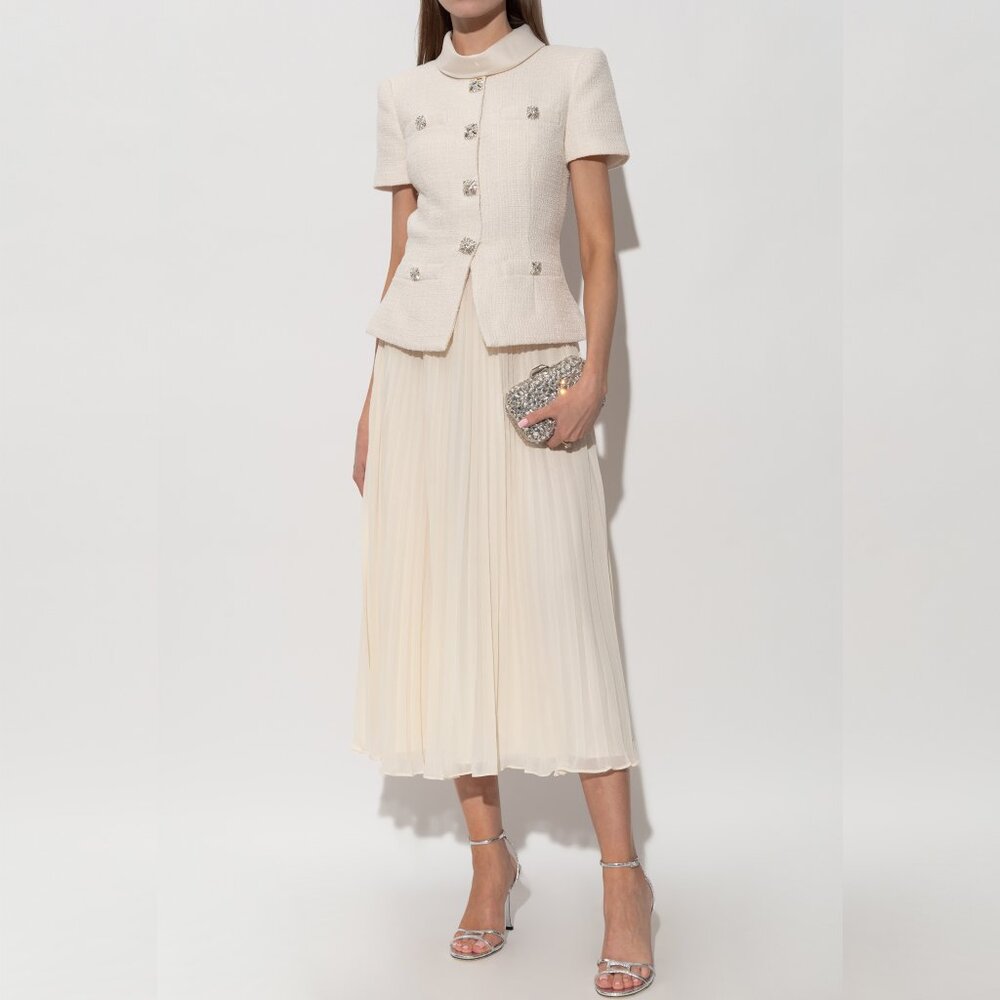 Self-Portrait cream Dress with pleated skirt